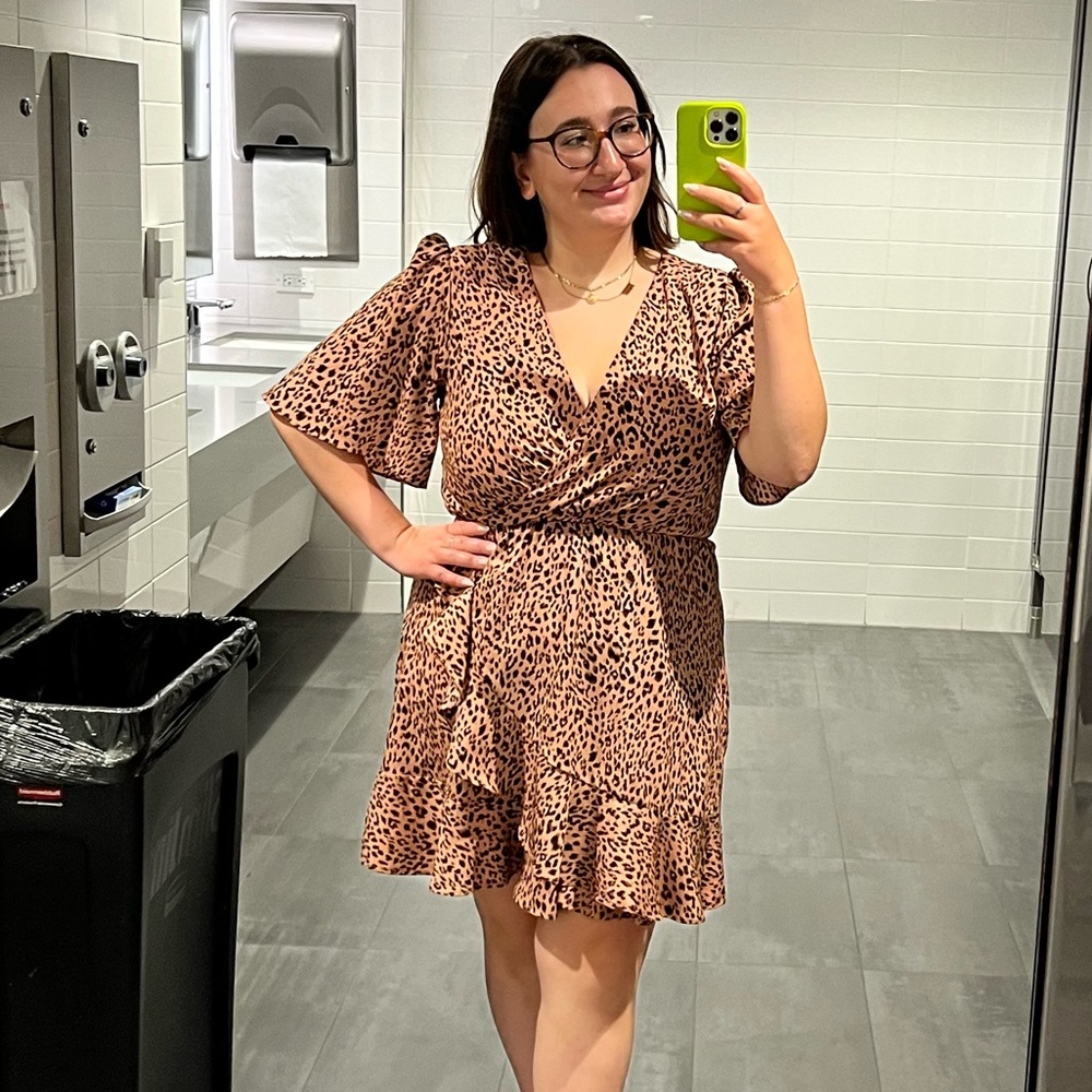Peachy Pink Leopard Print Dress